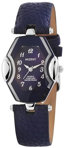 Excellanc Modische Design Damen Armband Uhr Blau Silber Analog Kunst Leder 3ATM Quarz 91900103007 von Excellanc
