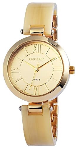 Excellanc Modische Design Damen Armband Uhr Gelb Gold Analog Metall Kunststoff Quarz 9180904000002 von Excellanc