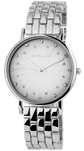 Excellanc Modische Design Damen Armband Uhr Grau Silber Strass Kristalle Analog Metall Quarz 91800169002 von Excellanc