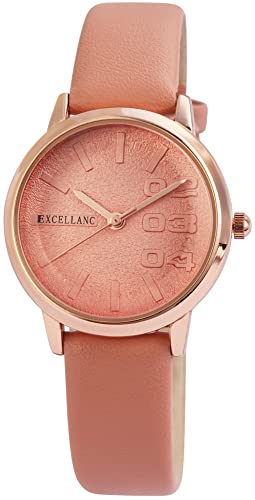 Excellanc Modische Design Damen Armband Uhr Rosa Rosègold Analog Kunst Leder Quarz 91900169003 von Excellanc