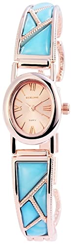 Excellanc Modische Design Damen Armband Uhr Roségold Blau Analog Metall Quarz 9180945500003 von Excellanc