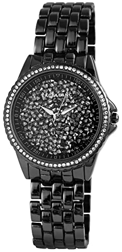 Excellanc Modische Design Damen Armband Uhr Schwarz Analog Metall Strass Crystals Quarz 91800170002 von Excellanc
