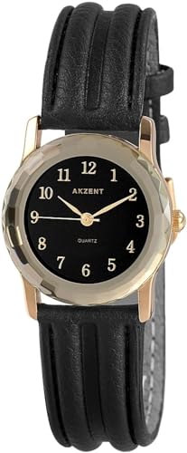 Excellanc Modische Design Damen Armband Uhr Schwarz Rosègold Analog Kunst Leder 3ATM Quarz 9SS7301400013 von Excellanc