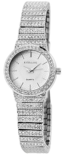 Excellanc Modische Design Damen Armband Uhr Silber Strass Crystals Analog Metall Quarz 91800191001 von Excellanc