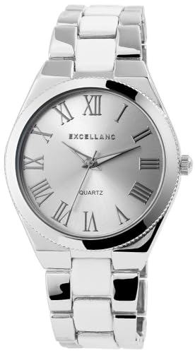 Excellanc Modische Design Damen Armband Uhr Silber Weiß Römische Ziffern Analog Metall Quarz 91800020006 von Excellanc