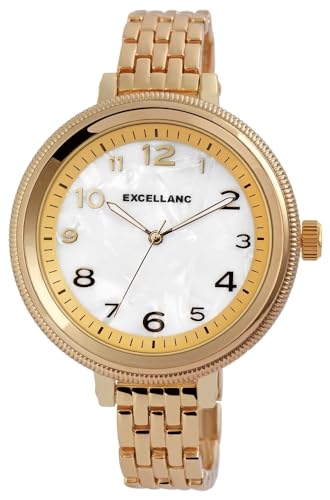 Excellanc Modische Design Damen Armband Uhr Weiß Gold Analog Metall Quarz 9151002100003 von Excellanc