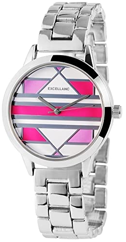 Excellanc Modische Design Damen Armband Uhr Weiß Pink Rosa Silber Analog Metall Quarz 9151025500016 von Excellanc