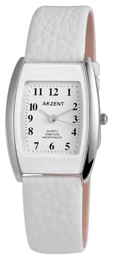 Excellanc Modische Design Damen Armband Uhr Weiß Silber Analog Kunst Leder 3ATM Quarz 91900043006 von Excellanc