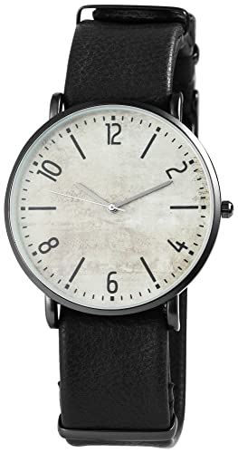 Excellanc Modische Design Herren Armband Uhr Beige Schwarz Analog Kunst Leder Quarz 92900065001 von Excellanc