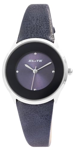 Excellanc Modische Elite Damenuhr Blau Silber Design Analog Kunst Leder Band Quarz 91900258002 von Excellanc