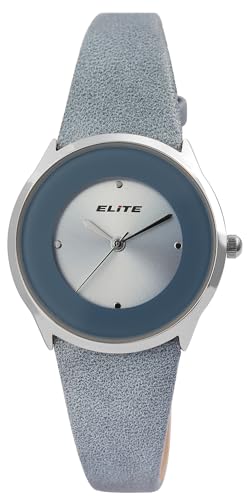 Excellanc Modische Elite Damenuhr Blau Silber Design Analog Kunst Leder Band Quarz 91900258004 von Excellanc