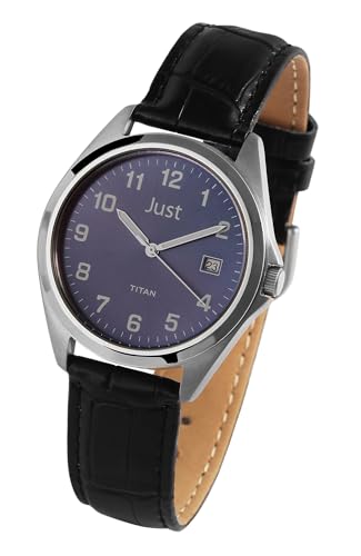 Excellanc Modische Herren Armband Uhr Blau Schwarz Analog Datum Echt Leder 5ATM Quarz 9JU20081002 von Excellanc