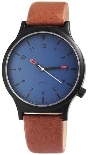 Excellanc Modische Herren Armband Uhr Blau Schwarz Braun Analog Kunst Leder Quarz 92900061002 von Excellanc