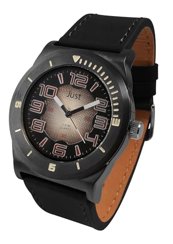 Excellanc Modische Herren Armband Uhr Braun Schwarz Analog Echt Leder 5ATM Quarz 9JU20059004 von Excellanc