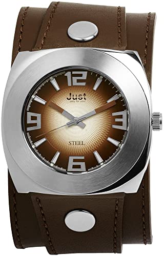 Excellanc Modische Herren Armband Uhr Braun Silber Analog Echt Leder 5ATM Quarz 948S3271AWHBR von Excellanc