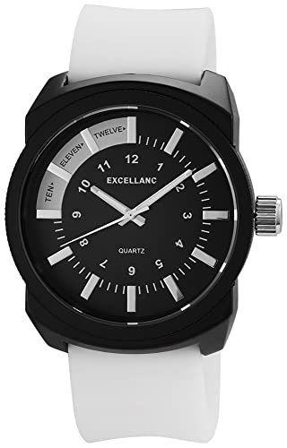 Excellanc Modische Herren Armband Uhr Schwarz Weiß Silikon Analog Sport Quarz 9225672000020 von Excellanc