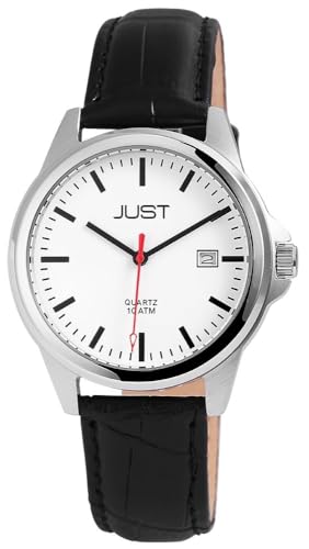 Excellanc Modische Herren Armband Uhr Weiß Schwarz Silber Analog Datum Echt Leder 10ATM Quarz 9JU20151006 von Excellanc