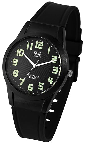 Excellanc Modische Herren Q&Q Armband Uhr Schwarz Analog Silikon Metall Quarz 10ATM Bar 100M Wasserdicht Männer 9VQ50J004Y von Excellanc