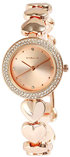 Excellanc Modische Herz Design Damen Armband Uhr Rosègold Analog Strass Crystals Metall Quarz Luxus Liebe Frauen 91800250002 von Excellanc