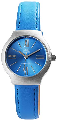 Excellanc Modische Q&Q Design Damen Armband Uhr Blau Analog Römische Ziffern Kunst Leder 3ATM Quarz Frauen 9GU63J801Y von Excellanc