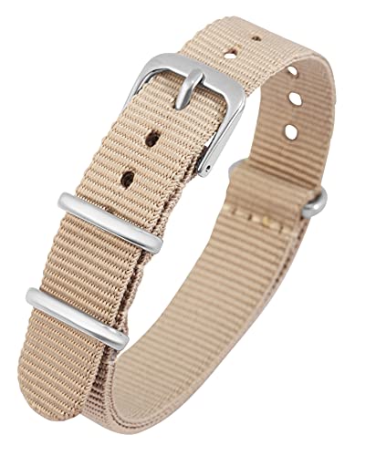 Excellanc-Uhrenarmband Ersatz aus Textilstoff Dornschließe Breite 14-22 mm (Stegbreite: 14 mm, beige) von Excellanc