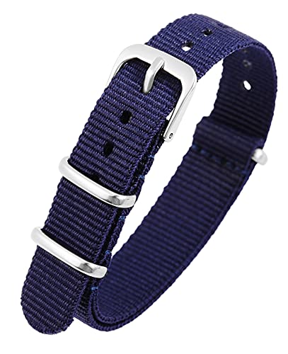 Excellanc-Uhrenarmband Ersatz Textil Dornschließe Breite 14-22 mm (Stegbreite: 18 mm, dunkelblau) von Excellanc