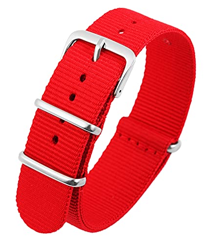 Excellanc-Uhrenarmband Ersatz aus Textil mit Dornschließe Breite 14-22 mm (Stegbreite: 14 mm, rot) von Excellanc