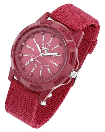 Excellanc Qbos Sportliche Herren Armband Uhr Rot Pink Analog Textil Quarz 92900078005 von Excellanc