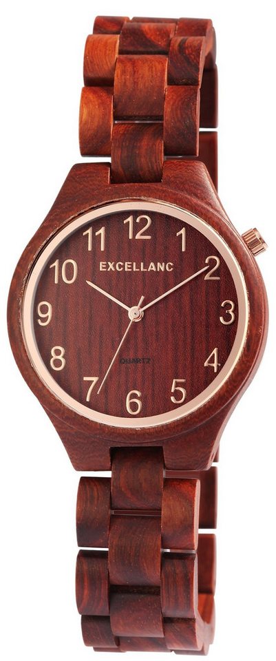 EXCELLANC Quarzuhr 1800236 Excellanc Damen Holzarmbanduhr mit Edelstahlfaltschließe von EXCELLANC