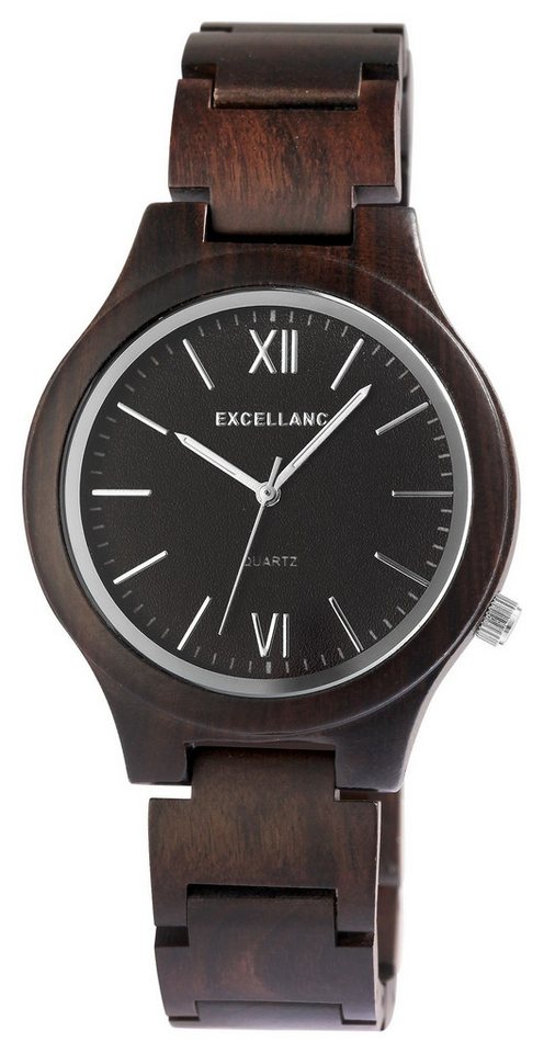 EXCELLANC Quarzuhr 1800237 Excellanc Damen Armbanduhr aus Holz mit Edelstahl von EXCELLANC