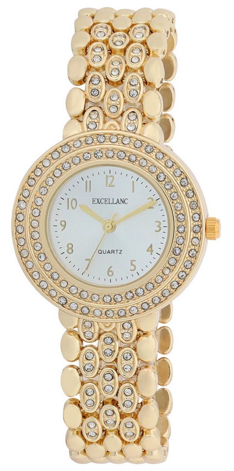 Excellanc Quarzuhr 1800278 Mit Metall Gliederarmband, Simibesatz, Clipverschluss von Excellanc