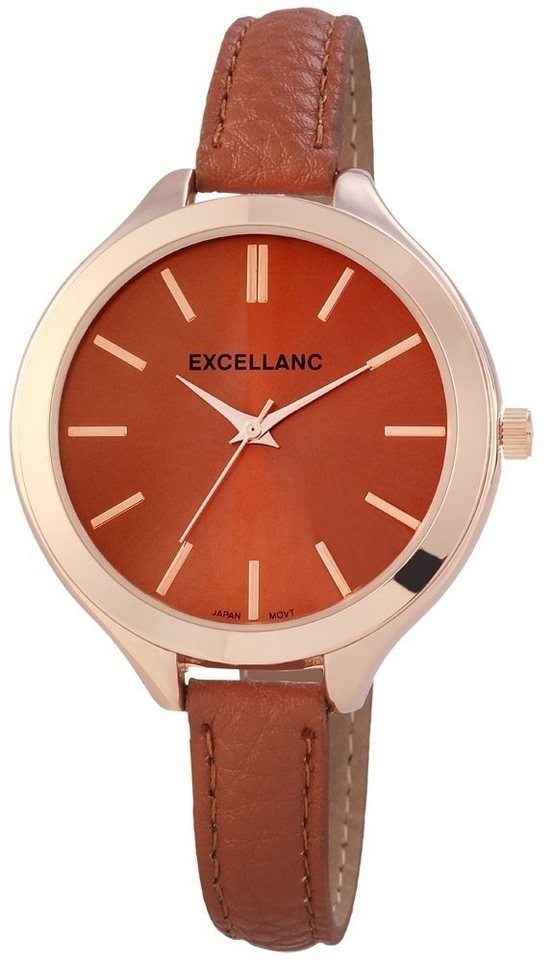 EXCELLANC Quarzuhr 195031600182 Excellanc Damenuhr mit Lederimitationsarmband von EXCELLANC