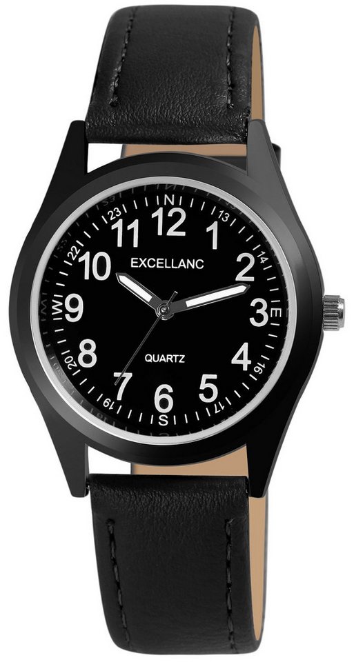 Excellanc Quarzuhr 2900227 Excellanc Herren-Uhr mit Lederimitations-Armband von Excellanc