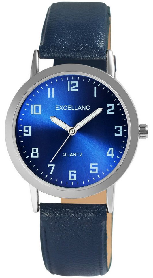 EXCELLANC Quarzuhr 2900230 Excellanc Herrenuhr mit Lederimitationsarmband leuchtende von EXCELLANC