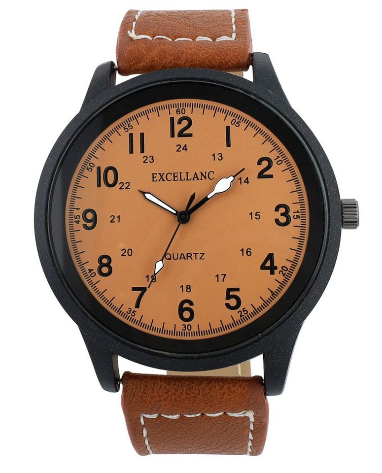 Excellanc Quarzuhr 2900243 Excellanc Lederimitaionsarmband Herrenuhr in von Excellanc