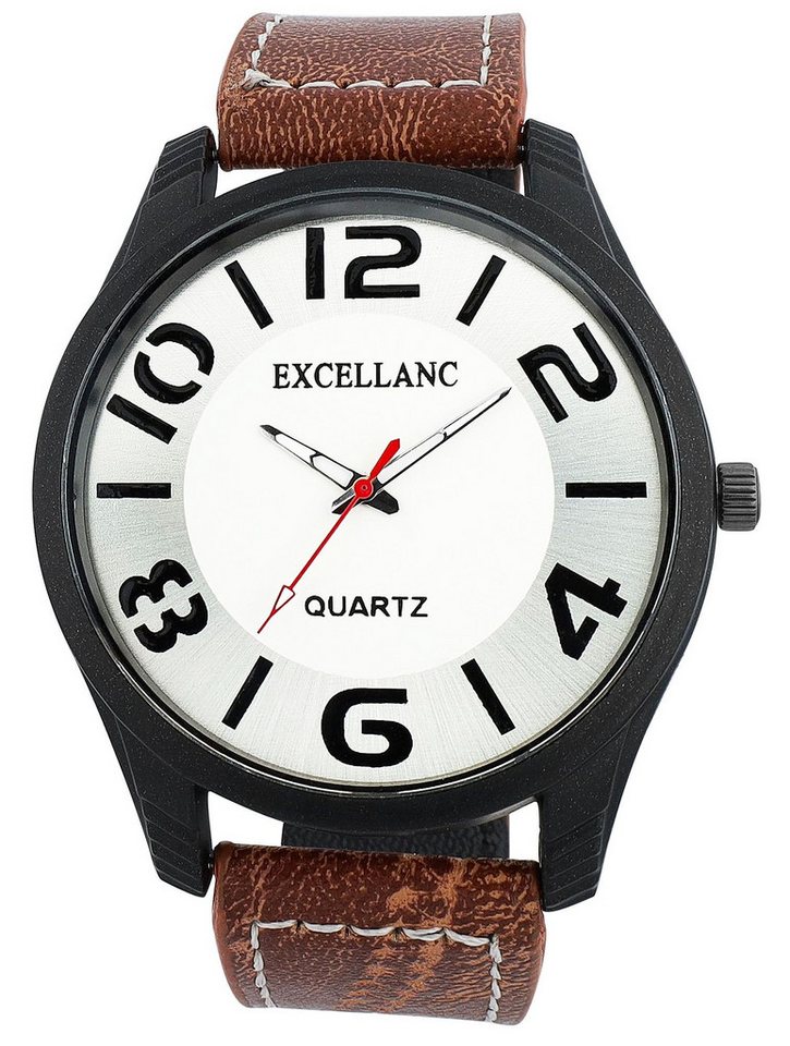 Excellanc Quarzuhr 2900246 Excellanc Herrenuhr mit Band aus Lederimitat von Excellanc