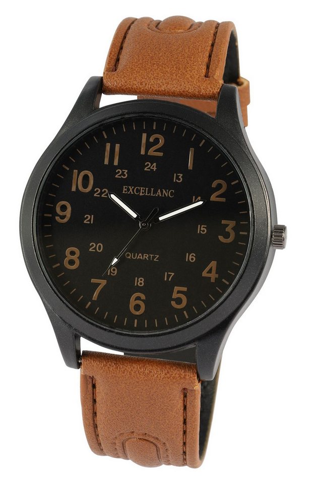 Excellanc Quarzuhr 2900249 Excellanc Herrenuhr mit Band aus Lederimitat in von Excellanc
