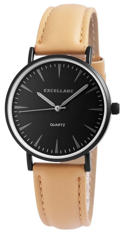Excellanc Quarzuhr EX0019 Excellanc Damen mit Lederimitationsarmband, Damenuhr Lederimitat von Excellanc