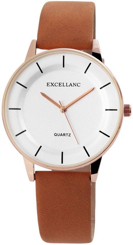 EXCELLANC Quarzuhr EX0164 Excellanc DAMEN Lederimitations Armbanduhr, Damenuhr Lederimitat von EXCELLANC