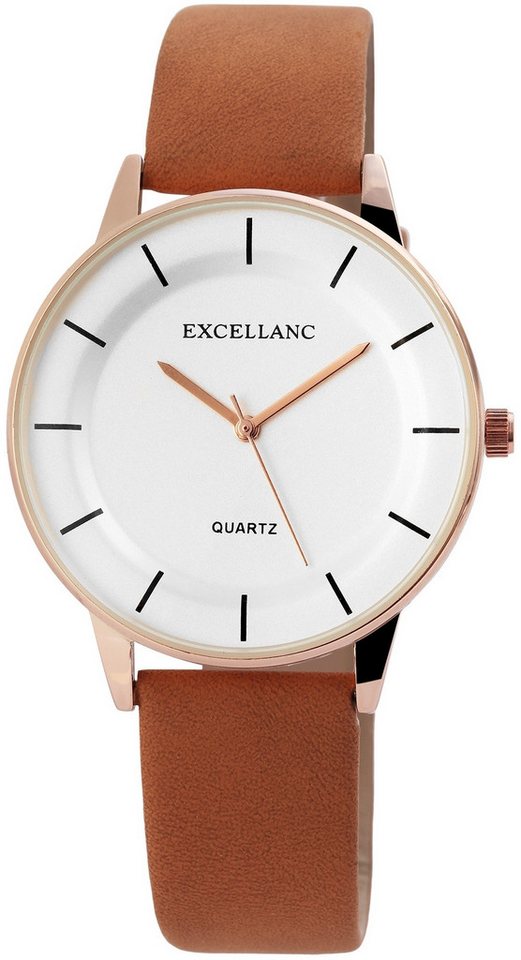 Excellanc Quarzuhr EX0164, Damenuhr Lederimitat von Excellanc