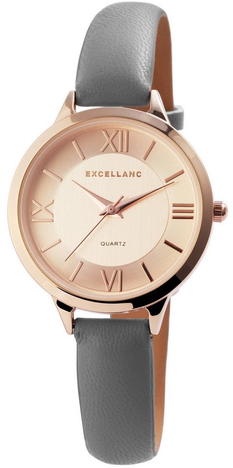 Excellanc Quarzuhr EX0210 Excellanc Damenuhr mit Lederimitationsarmband, Damenuhr Lederimitat von Excellanc