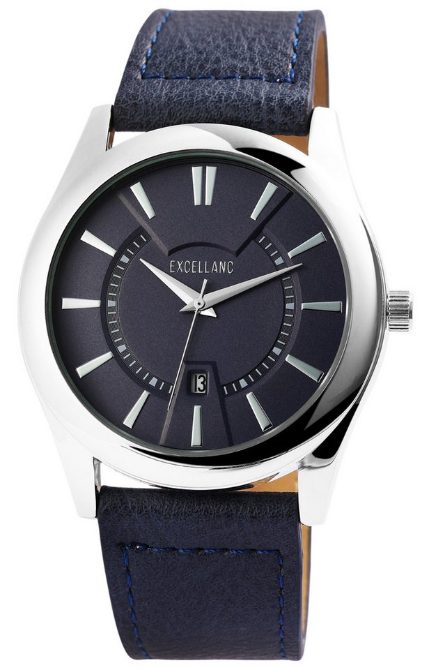 Excellanc Quarzuhr EX0324, Herrenuhr Lederimitat von Excellanc