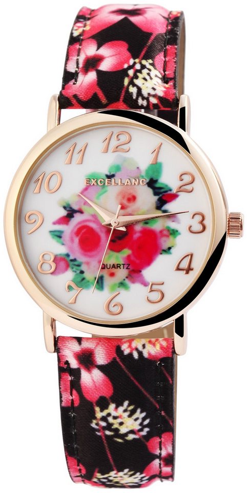 Excellanc Quarzuhr EX0346, Damenuhr Lederimitat von Excellanc