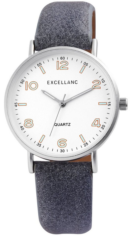 EXCELLANC Quarzuhr EX0354 Excellanc Unisexuhr mit Band aus Lederimitat, Herrenuhr Lederimitat von EXCELLANC