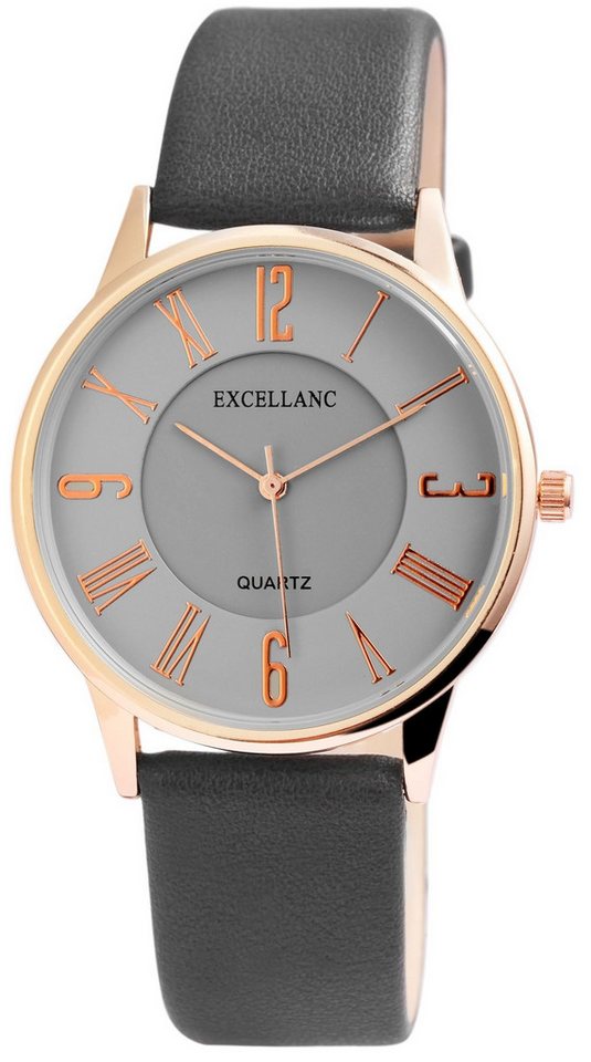 Excellanc Quarzuhr EX0412 Excellanc Damenuhr mit Lederimitationsarmband, Damenuhr Lederimitat von Excellanc