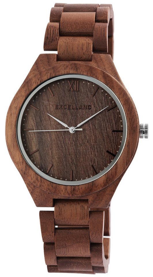 Excellanc Quarzuhr EX0452, Herrenuhr Walnussholz von Excellanc