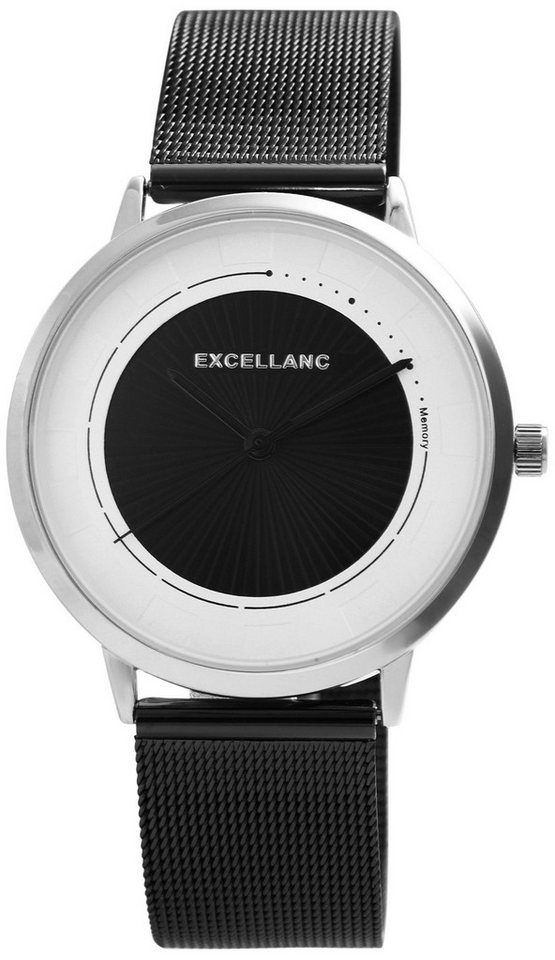 EXCELLANC Quarzuhr EX0549 Excellanc Herrenuhr mit Edelstahl Meshband, Herrenuhr Edelstahl von EXCELLANC