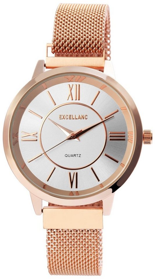 Excellanc Quarzuhr EX0553 Excellanc Damenuhr mit Edelstahl Meshband, Damenuhr Edelstahl von Excellanc