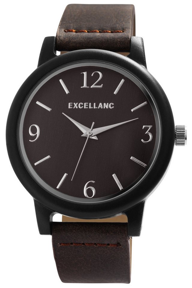 Excellanc Quarzuhr EX0582, Herrenuhr Lederimitat von Excellanc