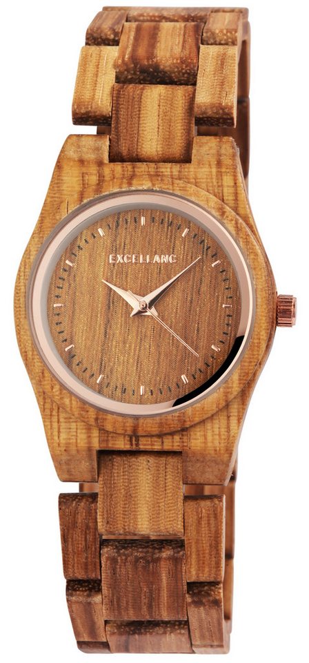 Excellanc Quarzuhr EX0587, Damenuhr Walnussholz von Excellanc
